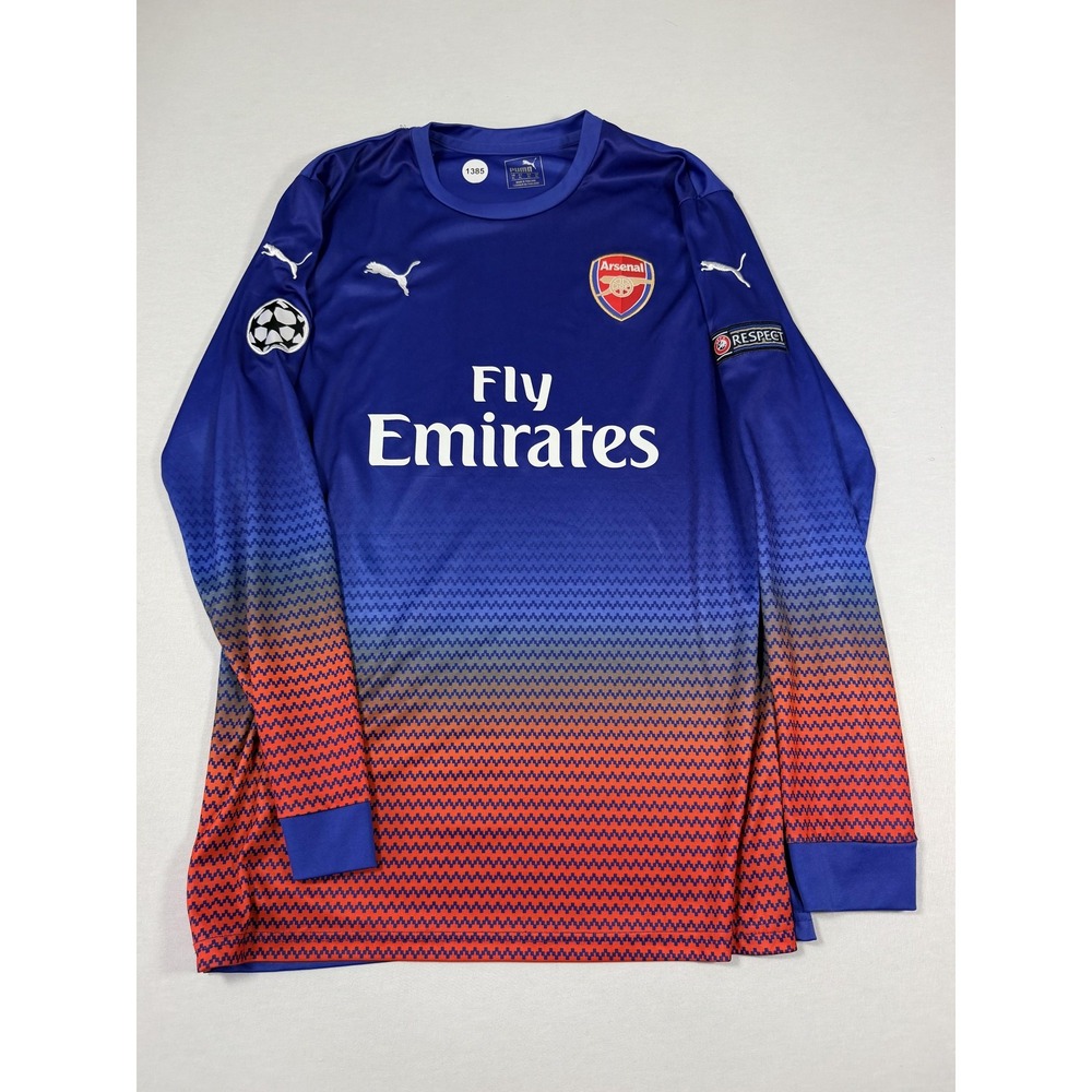 Arsenal Jersey Mens XL Blue Red Soccer Puma Long Sleeve Champions League
